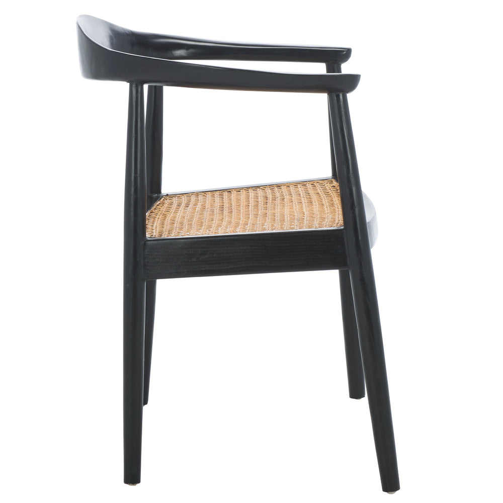 Safavieh Savina Open Webbing Accent Chair - Stylish Natural Wood And Rattan Design For Elegant Spaces Black ,Natural Wood,Rattan Ach1011b