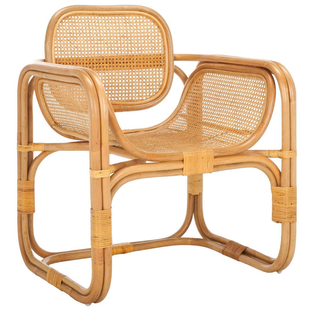 Safavieh Nadie Rattan Accent Chair - Stylish Sculptural Design For Relaxed Living Spaces And Cozy Nooks Natural ACH1012A