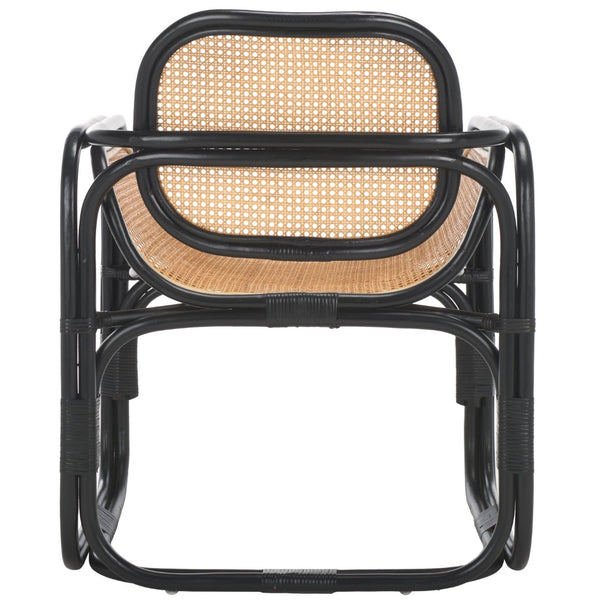 Safavieh Nadie Rattan Accent Chair - Stylish Sculptural Design For Relaxed Living Spaces And Cozy Nooks Black/Natural ACH1012B