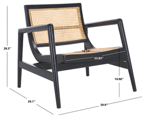 Safavieh Ender Rattan Accent Chair - Stylish Natural Sungkai Design For Modern Home Décor Enthusiasts Black ,Natural Mahogany,Rattan Ach1013b