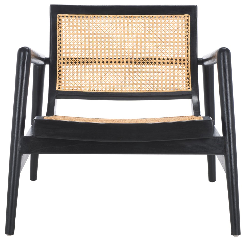 Safavieh Ender Rattan Accent Chair - Stylish Comfort With Sculpted Arms And Airy Weave For Any Space Black / Natural ACH1013B