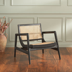 Safavieh Ender Rattan Accent Chair - Stylish Natural Sungkai Design For Modern Home Décor Enthusiasts Black ,Natural Mahogany,Rattan Ach1013b