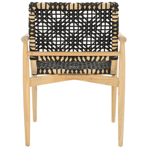 Safavieh Sianna Accent Chair - Artisanal Elegance With Curved Leather Seat And Sungkai Wood Legs For Comfort Natural / Black ACH1200A