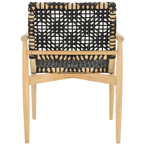 Safavieh Sianna Accent Chair - Artisanal Elegance With Curved Leather Seat And Sungkai Wood Legs For Comfort Natural / Black ACH1200A