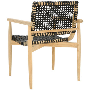 Safavieh Sianna Accent Chair - Artisanal Elegance With Curved Leather Seat And Sungkai Wood Legs For Comfort Natural / Black ACH1200A