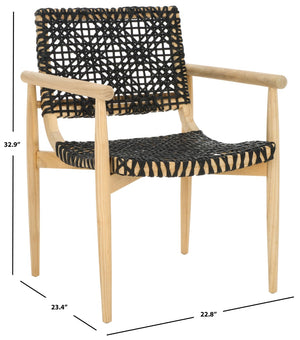 Safavieh Sianna Accent Chair - Artisanal Elegance With Curved Leather Seat And Sungkai Wood Legs For Comfort Natural / Black ACH1200A