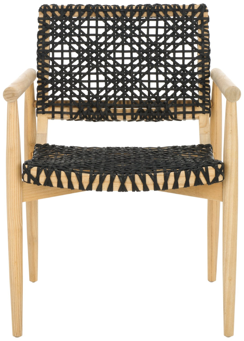Safavieh Sianna Accent Chair - Artisanal Elegance With Curved Leather Seat And Sungkai Wood Legs For Comfort Natural / Black ACH1200A