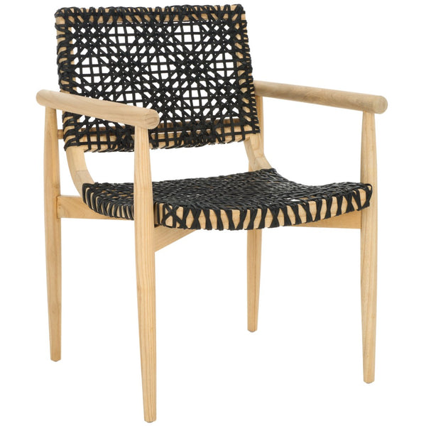Safavieh Sianna Accent Chair - Artisanal Elegance With Curved Leather Seat And Sungkai Wood Legs For Comfort Natural / Black ACH1200A