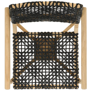 Safavieh Sianna Accent Chair - Artisanal Elegance With Curved Leather Seat And Sungkai Wood Legs For Comfort Natural / Black ACH1200A