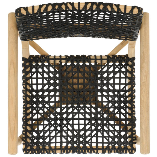 Safavieh Sianna Accent Chair - Artisanal Elegance With Curved Leather Seat And Sungkai Wood Legs For Comfort Natural / Black ACH1200A