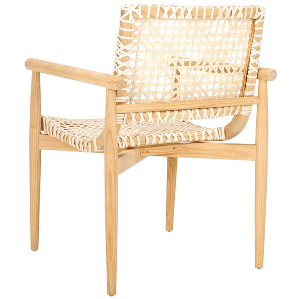 Safavieh Sianna Accent Chair - Handwoven Leather-Style Seat, Curved Design, Natural Wood Elegance For Any Space ACH1200B