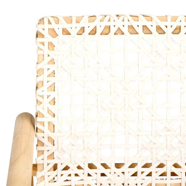Safavieh Sianna Accent Chair - Handwoven Leather-Style Seat, Curved Design, Natural Wood Elegance For Any Space ACH1200B