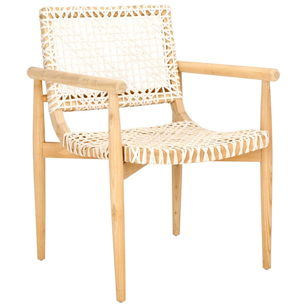 Safavieh Sianna Accent Chair - Handwoven Leather-Style Seat, Curved Design, Natural Wood Elegance For Any Space ACH1200B