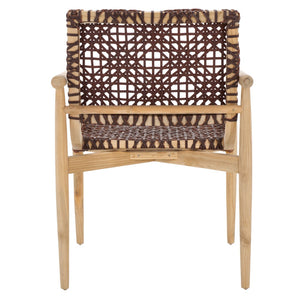Safavieh Sianna Accent Chair - Artisanal Elegance With Curved Leather Seat And Sungkai Wood Legs For Comfort Natural / Cognac ACH1200C