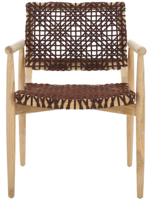 Safavieh Sianna Accent Chair - Artisanal Elegance With Curved Leather Seat And Sungkai Wood Legs For Comfort Natural / Cognac ACH1200C