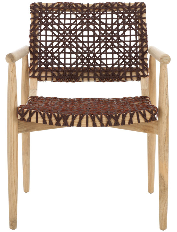 Safavieh Sianna Accent Chair - Artisanal Elegance With Curved Leather Seat And Sungkai Wood Legs For Comfort Natural / Cognac ACH1200C