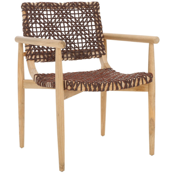 Safavieh Sianna Accent Chair - Artisanal Elegance With Curved Leather Seat And Sungkai Wood Legs For Comfort Natural / Cognac ACH1200C