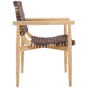 Safavieh Sianna Accent Chair - Artisanal Elegance With Curved Leather Seat And Sungkai Wood Legs For Comfort Natural / Cognac ACH1200C