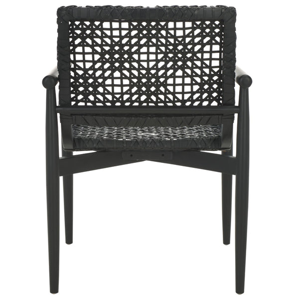 Safavieh Sianna Accent Chair - Artisanal Elegance With Curved Leather Seat And Sungkai Wood Legs For Comfort Black ACH1200D