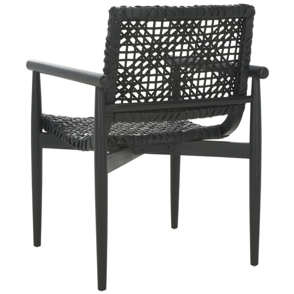 Safavieh Sianna Accent Chair - Artisanal Elegance With Curved Leather Seat And Sungkai Wood Legs For Comfort Black ACH1200D