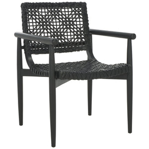 Safavieh Sianna Accent Chair - Artisanal Elegance With Curved Leather Seat And Sungkai Wood Legs For Comfort Black ACH1200D