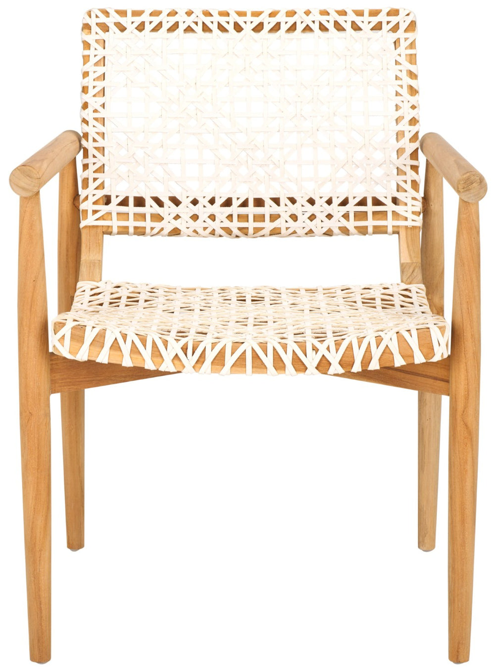 Safavieh Sianna Accent Chair – Sculptural Design With Curved Back, Woven Leather Seat, Teak Legs & Versatile Style ACH1200E