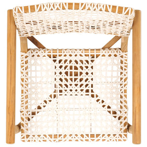Safavieh Sianna Accent Chair – Sculptural Design With Curved Back, Woven Leather Seat, Teak Legs & Versatile Style ACH1200E
