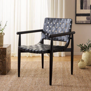 Safavieh Dionne Accent Chair - Modern Woven Leather Seat With Sungkai Wood Frame For Stylish Comfort & Elegance ACH1201B