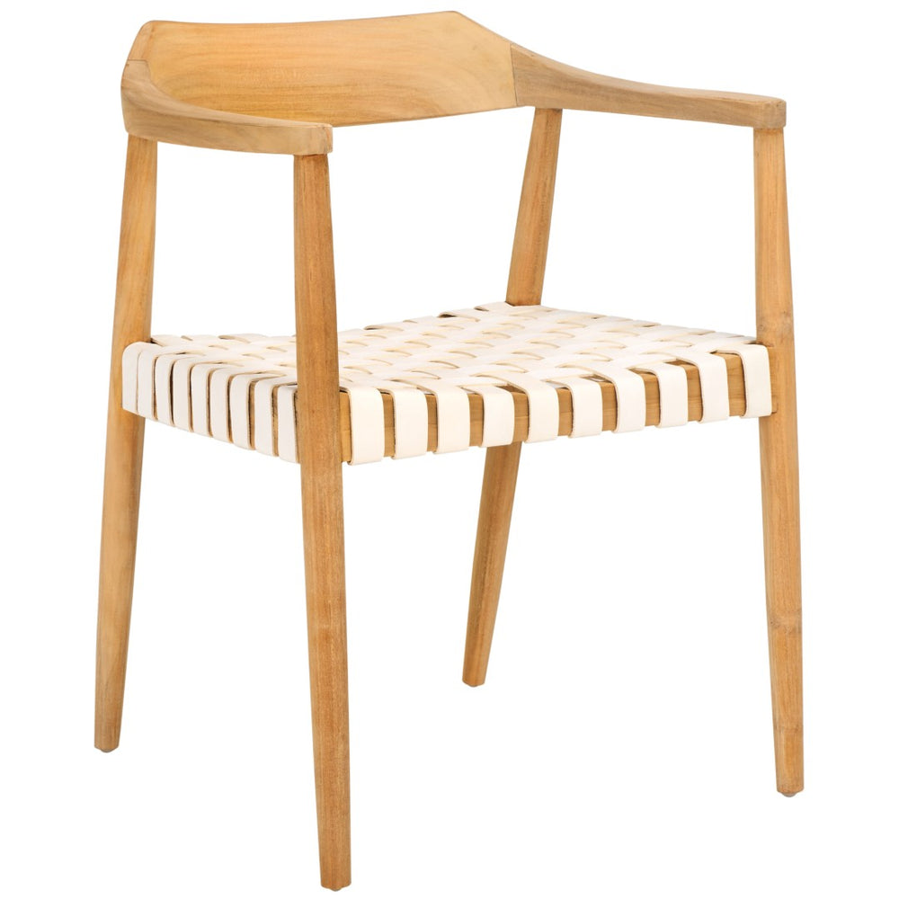 Safavieh Amycus Accent Chair – Mid-Century Modern Elegance With Intricate White Leather And Teak Frame Design Natural/White ACH1202A