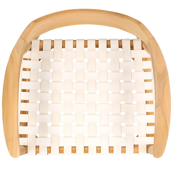 Safavieh Amycus Accent Chair – Mid-Century Modern Elegance With Intricate White Leather And Teak Frame Design Natural/White ACH1202A