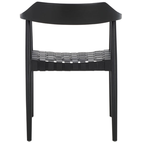 Safavieh Amycus Accent Chair – Mid-Century Modern Elegance With Intricate White Leather And Teak Frame Design Black ACH1202B