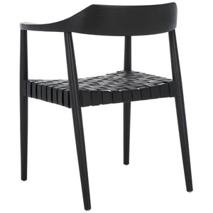 Safavieh Amycus Accent Chair – Mid-Century Modern Elegance With Intricate White Leather And Teak Frame Design Black ACH1202B