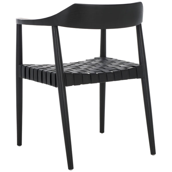 Safavieh Amycus Accent Chair – Mid-Century Modern Elegance With Intricate White Leather And Teak Frame Design Black ACH1202B