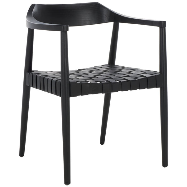 Safavieh Amycus Accent Chair – Mid-Century Modern Elegance With Intricate White Leather And Teak Frame Design Black ACH1202B