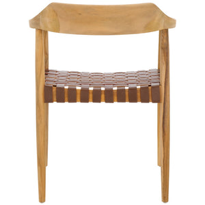 Safavieh Amycus Accent Chair – Mid-Century Modern Elegance With Intricate White Leather And Teak Frame Design Light Honey / Natural Teak ACH1202D