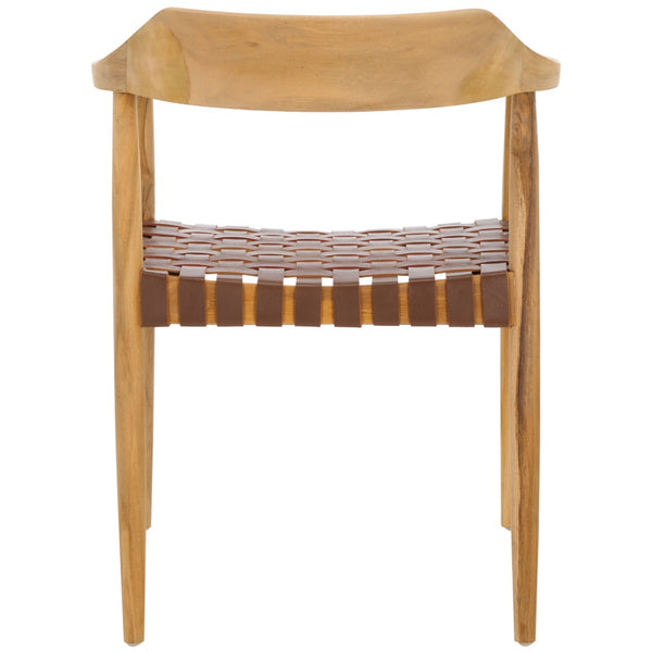 Safavieh Amycus Accent Chair – Mid-Century Modern Elegance With Intricate White Leather And Teak Frame Design Light Honey / Natural Teak ACH1202D