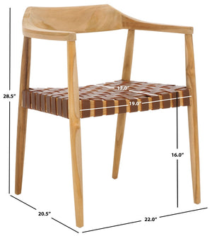 Safavieh Amycus Accent Chair – Mid-Century Modern Elegance With Intricate White Leather And Teak Frame Design Light Honey / Natural Teak ACH1202D