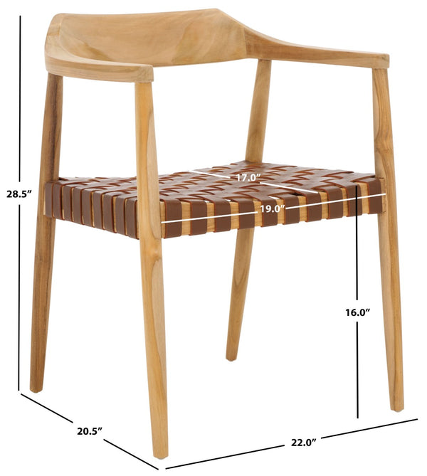 Safavieh Amycus Accent Chair – Mid-Century Modern Elegance With Intricate White Leather And Teak Frame Design Light Honey / Natural Teak ACH1202D