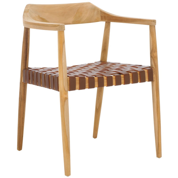 Safavieh Amycus Accent Chair – Mid-Century Modern Elegance With Intricate White Leather And Teak Frame Design Light Honey / Natural Teak ACH1202D