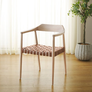 Safavieh Amycus Accent Chair – Mid-Century Modern Elegance With Intricate White Leather And Teak Frame Design Natural / Light Honey ACH1202E