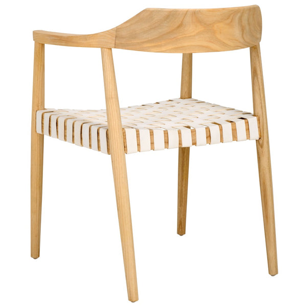 Safavieh Amycus Accent Chair – Mid-Century Modern Elegance With Intricate White Leather And Teak Frame Design Natural / White ACH1202F