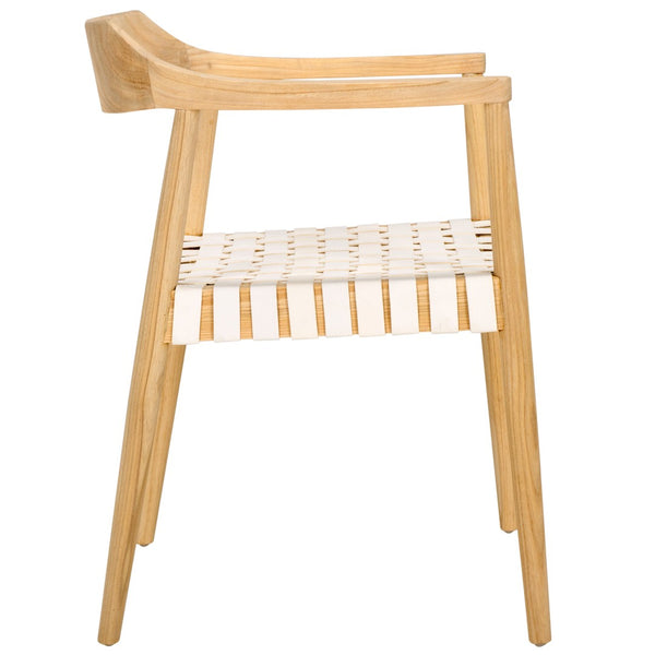 Safavieh Amycus Accent Chair – Mid-Century Modern Elegance With Intricate White Leather And Teak Frame Design Natural / White ACH1202F