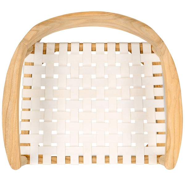 Safavieh Amycus Accent Chair – Mid-Century Modern Elegance With Intricate White Leather And Teak Frame Design Natural / White ACH1202F