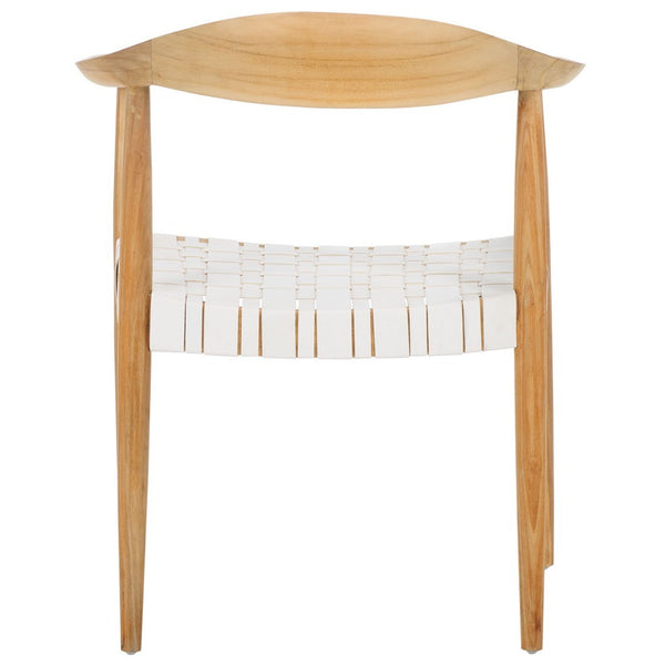 Safavieh Baden Leather Woven Arm Chair White / Natural ACH1203A