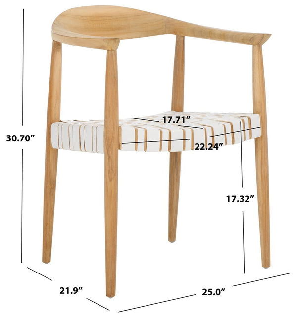 Safavieh Baden Leather Woven Arm Chair White / Natural ACH1203A