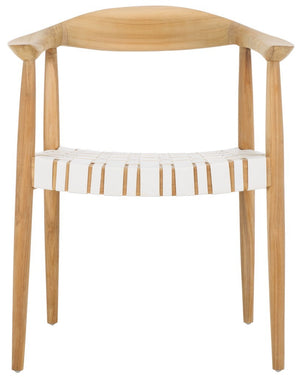 Safavieh Baden Leather Woven Arm Chair White / Natural ACH1203A
