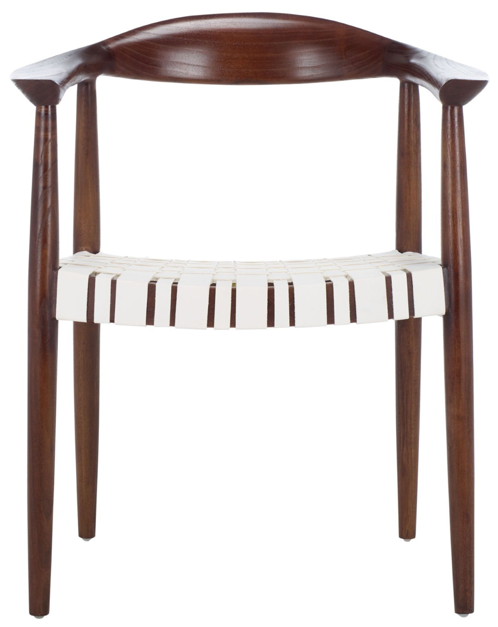 Safavieh Baden Leather Woven Armchair - Mid-Century Elegance With Ergonomic Support For Any Living Space White / Brown ACH1203C