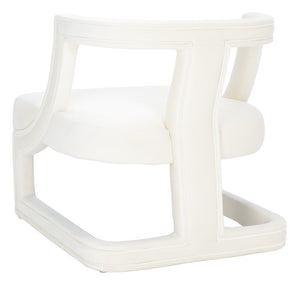 Safavieh Rhyes Accent Chair - Modern Sculptural Design In Luxurious Cream Velvet For Stylish Interiors ACH1300A