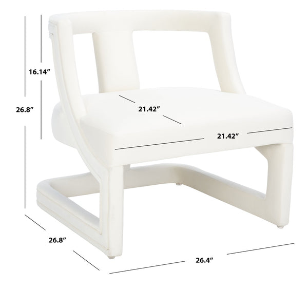 Safavieh Rhyes Accent Chair - Modern Sculptural Design In Luxurious Cream Velvet For Stylish Interiors ACH1300A