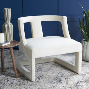 Safavieh Rhyes Accent Chair - Modern Sculptural Design In Luxurious Cream Velvet For Stylish Interiors ACH1300A